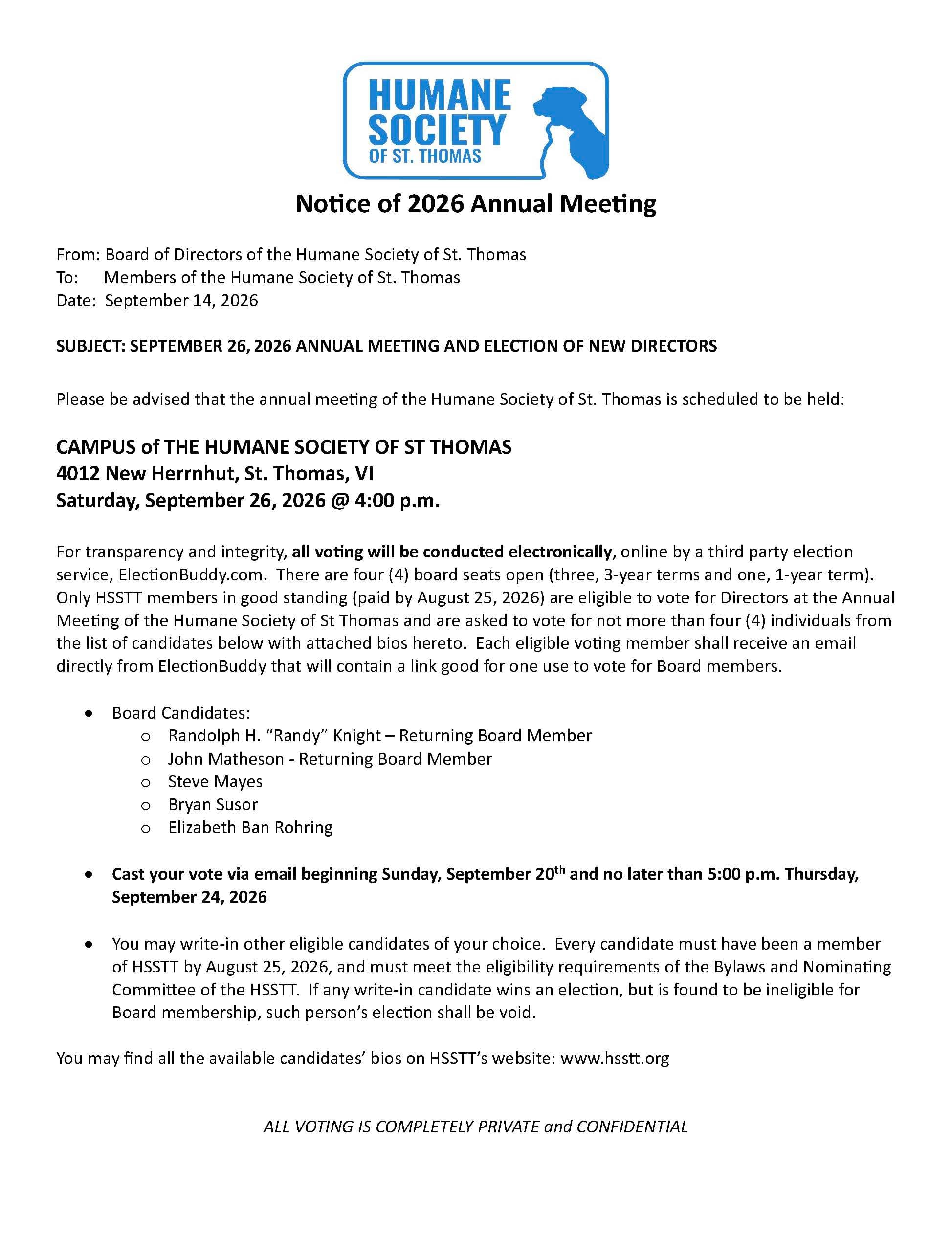 Annual Meeting - Board Elections